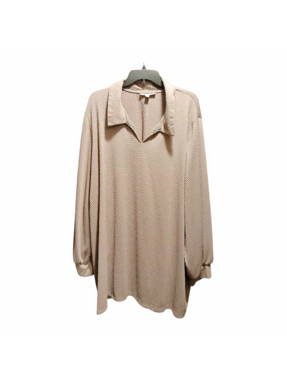 Woman Within Pink Textured Long Sleeve Pullover Top 3X INV493